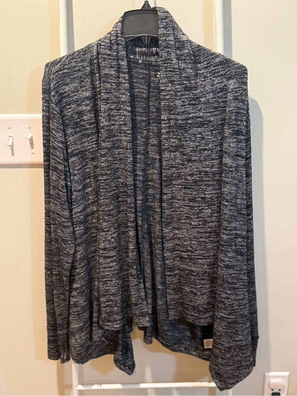 ZELOS Black & Gray Marled Open-Front Women's Cardigan